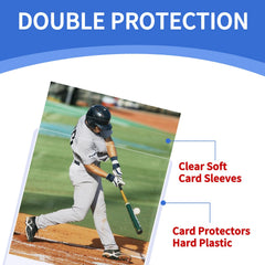400Pcs Top Loaders for Cards (200Pcs Hard Plastic Card Holders & 200Pcs Penny Card Sleeves) 3" x 4" Toploaders, Card Protector Sleeves for Baseball Football Sports Cards, Standard Trading Cards