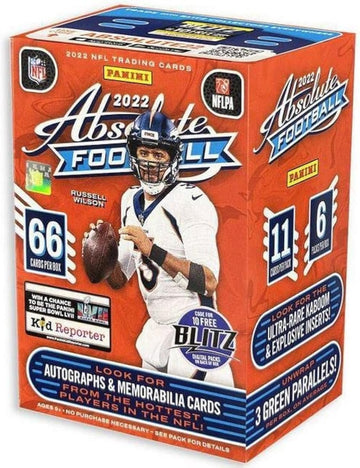 2022 Panini Absolute NFL Football Blaster Box - Look for Kaboom! & Explosive Inserts - 6 Packs, 11 Cards Each, 66 Trading Cards per Box