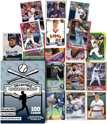 Assorted Set of 100 Baseball Trading Cards - All New Condition Cards - Perfect Starter Set for Kids, Adults, & Collectors - Potential Superstar and Hall of Fame Cards Available - Retail Packaging