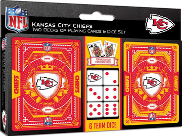 MasterPieces Game Day - NFL Kansas City Chiefs 2-Pack Playing Cards & Dice Pack - Officially Licensed Set for Adults and Family