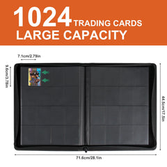 Premium Card Binder 16 Pocket, GEAoffice PU Cover Trading Card binder for 1000+ Cards, Sturdy Card Collection Album, Card Holder Folders for MTG, TCG, Game Cards & Sports Cards, Black