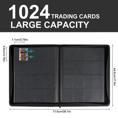 Premium Card Binder 16 Pocket, GEAoffice PU Cover Trading Card binder for 1000+ Cards, Sturdy Card Collection Album, Card Holder Folders for MTG, TCG, Game Cards & Sports Cards, Black
