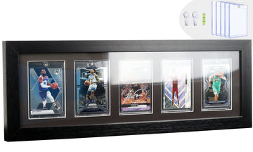 Trading Card Display Case - Baseball Card Display Case Wall Mount, Hold 6 Cards Sports Card Display Frame for Basketball Football Hockey Cards, Black Standard (6 Cards)