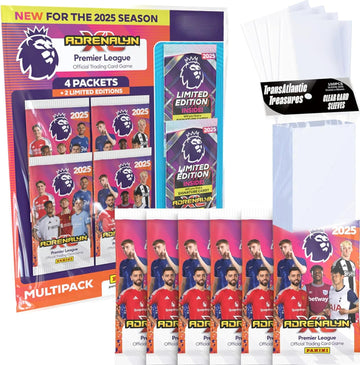 Panini Adrenalyn XL Premier League Soccer Trading Cards 2024-2025 Multipack Plus 6 Extra Packs & 100 Card Protectors
