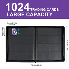 Premium Card Binder 16 Pocket, GEAoffice PU Cover Trading Card binder for 1000+ Cards, Sturdy Card Collection Album, Card Holder Folders for MTG, TCG, Game Cards & Sports Cards, Black