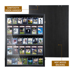 Baseball Card Display Case-36 Graded Sports Card Display Frame,UV-Protected Transparent Visual Lockable Wall Cabinet for Football Baseball Basketball Hockey Trading Cards,Large Horizontal Black