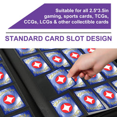 Premium Card Binder 16 Pocket, GEAoffice PU Cover Trading Card binder for 1000+ Cards, Sturdy Card Collection Album, Card Holder Folders for MTG, TCG, Game Cards & Sports Cards, Black
