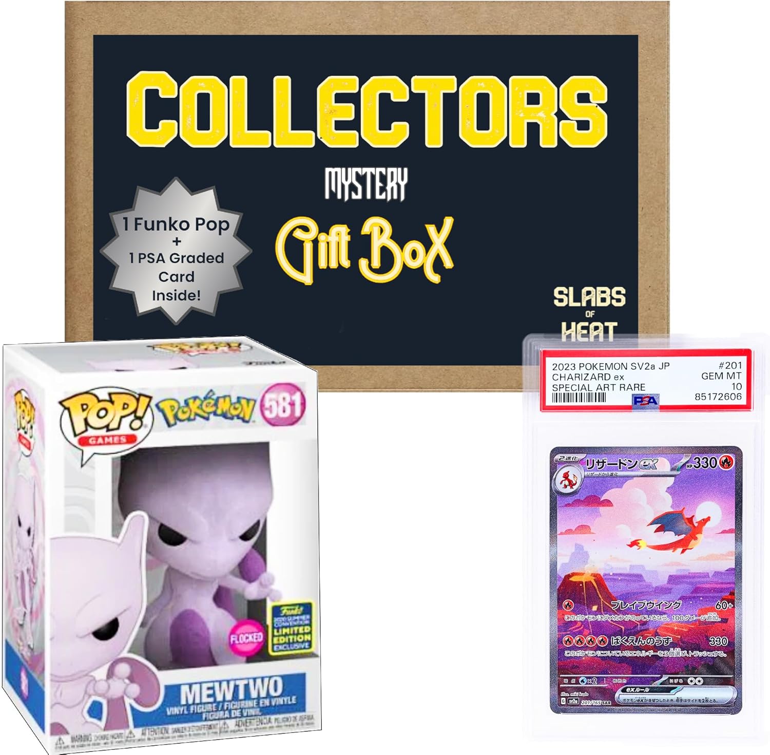 Collector's Mystery Gift Box│Compatible with Pokemon│ONE PSA Graded Card & ONE Authentic Funko Pop!│Ideal Gift for Collectors & Fans