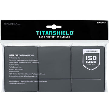 TitanShield (150 Sleeves, Black) Compatible with Standard Sized Board Games, MTG Magic The Gathering, Pokemon, Lorcana and Trading Cards 2.5" x 3.5" 66x91mm