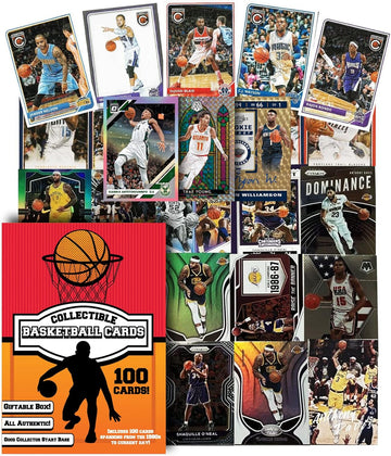 Assorted Set of 100 Basketball Trading Cards - All New Condition Cards - Perfect Starter Set for Kids, Adults, & Collectors - Potential Superstar and Hall of Fame Cards Available - Retail Packaging