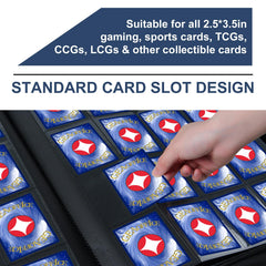 Premium Card Binder 16 Pocket, GEAoffice PU Cover Trading Card binder for 1000+ Cards, Sturdy Card Collection Album, Card Holder Folders for MTG, TCG, Game Cards & Sports Cards, Black