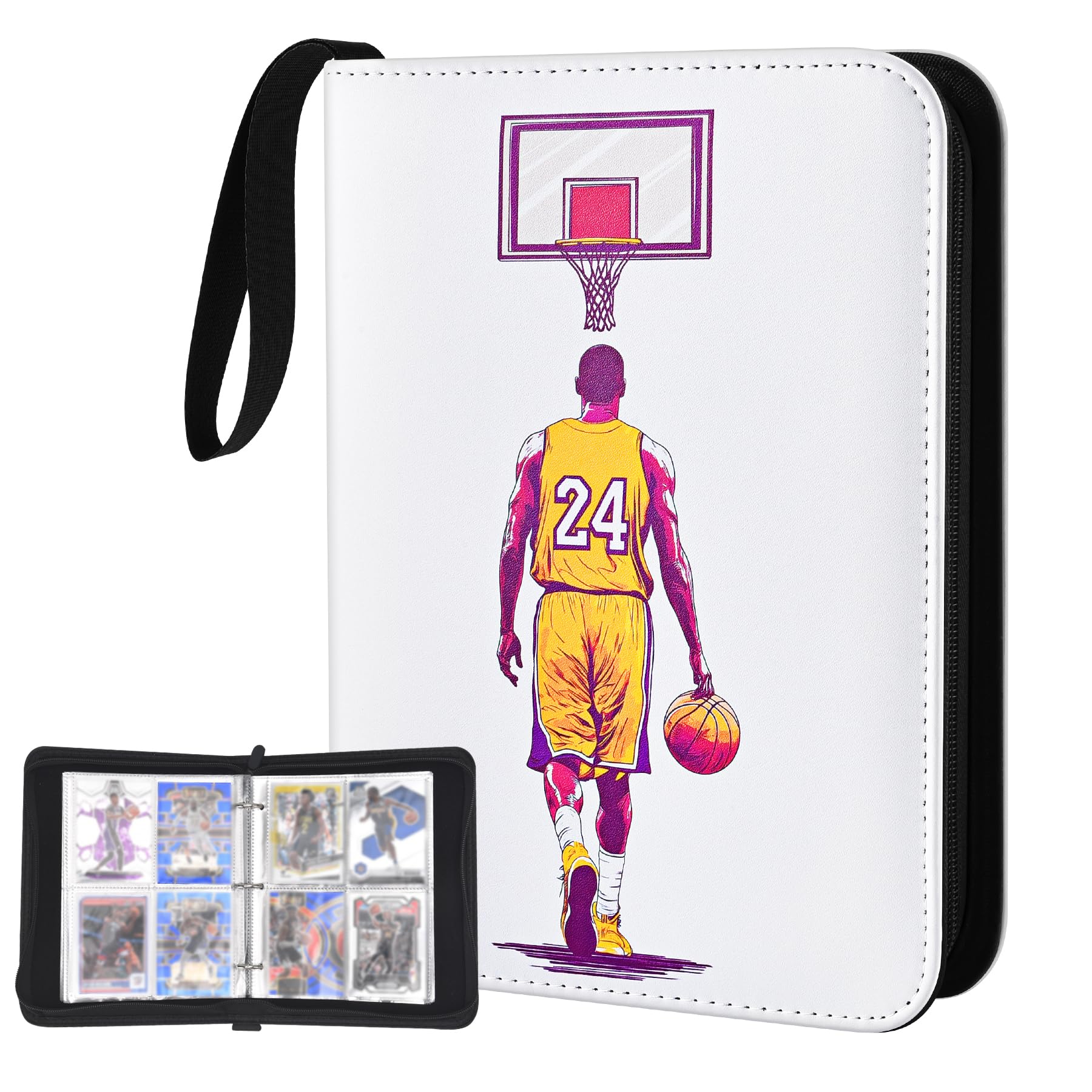 Basketball Card Binder for Basketball Cards 440 Pockets,Waterproof Trading Card Binder 4-Pocket with 55 Removable Sleeves Card Holder Album Compatible with Basketball Trading Cards 2024-2025