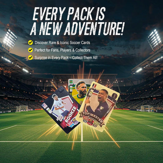 Soccer Trading Cards 2024-25 | 3 Packs - 33 Collectible Cards for Fans & Players Black, Gold & Silver Soccer Mystery Cards Packs Different Cards in Each Set - Try & Collect Them All