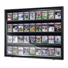 Baseball Card Display Case-36 Graded Sports Card Display Frame,UV-Protected Transparent Visual Lockable Wall Cabinet for Football Baseball Basketball Hockey Trading Cards,Large Horizontal Black