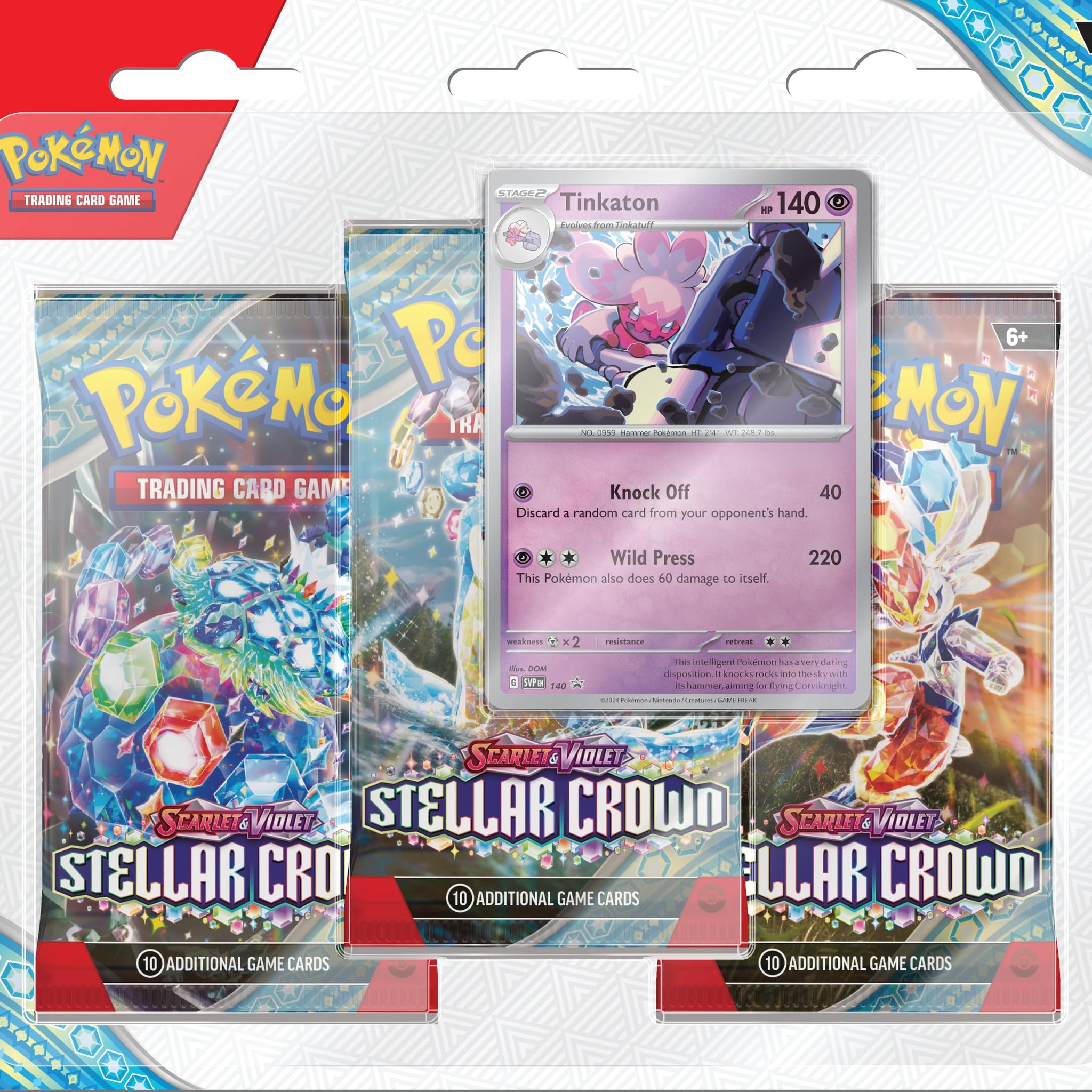Pokémon TCG: Scarlet & Violet—Stellar Crown 3-Pack Blister - Tinkaton (3 Booster Packs & Foil Promo Card)